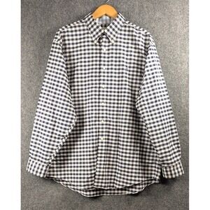 Brooks Brothers Gingham Button Down Mens XL Navy White Regent Fit Non-Iron